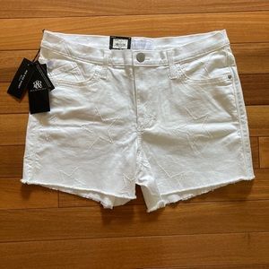 Women’s Rock & Republic Mid Rise Shorts size 14 White with Stars